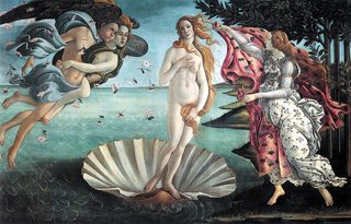 Afrodite som Venus i Botticellis målning Venus födelse