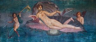 Fresk från Pompeji som visar Afrodite när hon stiger upp ur havet
