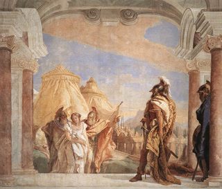 Eurybates och Talthybios för Briseis till Agamemnon i Giovanni Battista Tiepolos målning