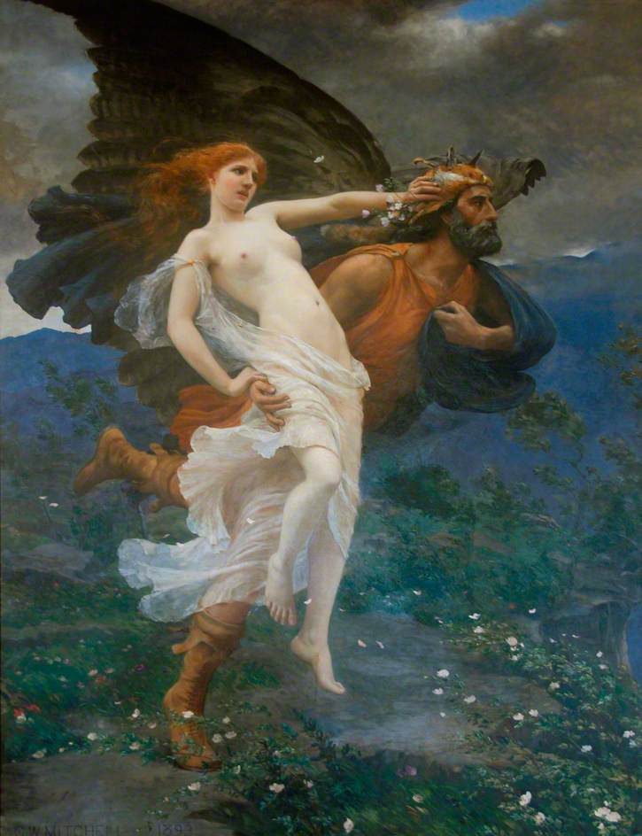 Boreas rövar bort Oreithyia i Charles William Mitchells målning The flight of Boreas with Oreithyia