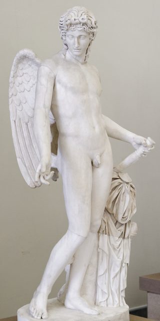 Marmorstatyn Eros Farnese på arkeologiska nationalmuseet i Neapel