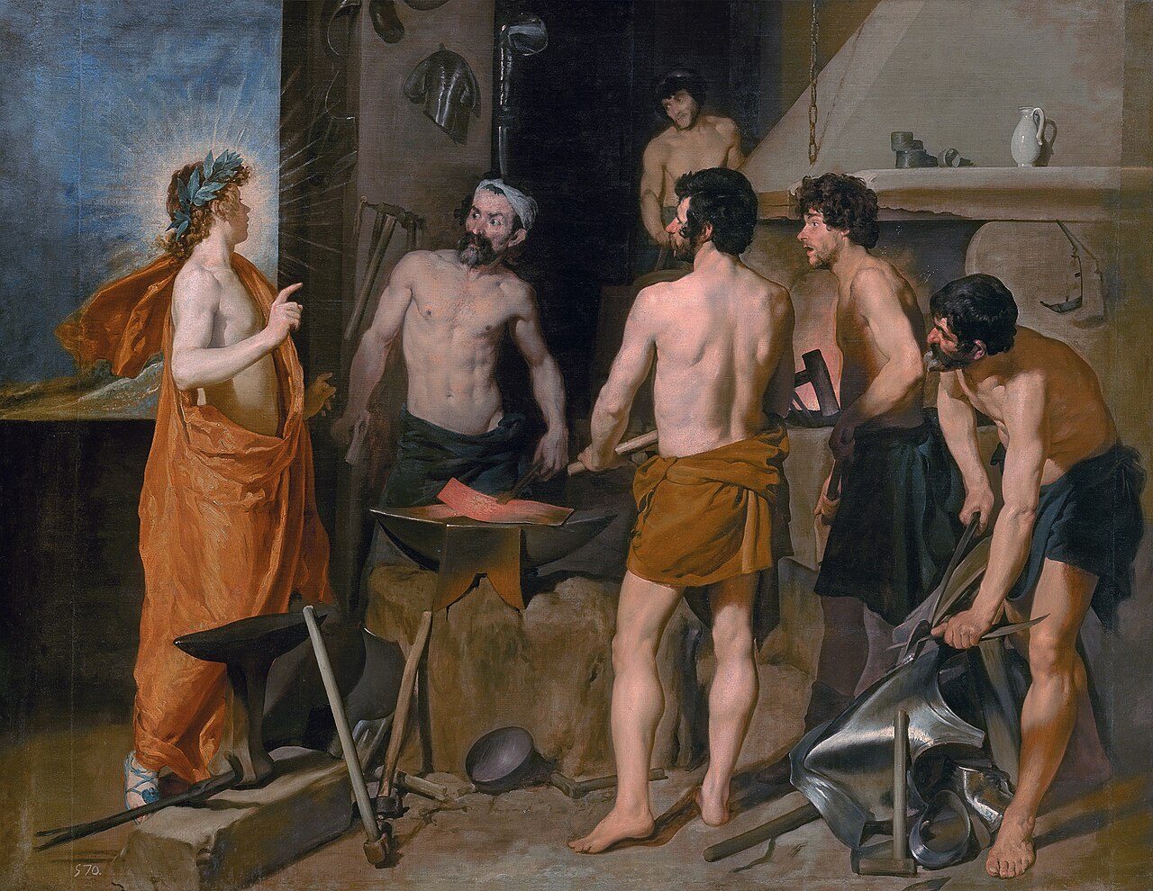 Hefaistos som Vulcanus i Diego Velázquez målning The Forge of Vulcan