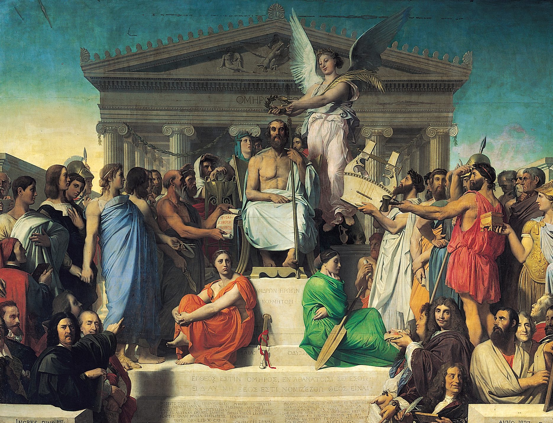 Homeros kröns i Jean-Auguste-Dominique Ingres målning Homeros apoteos