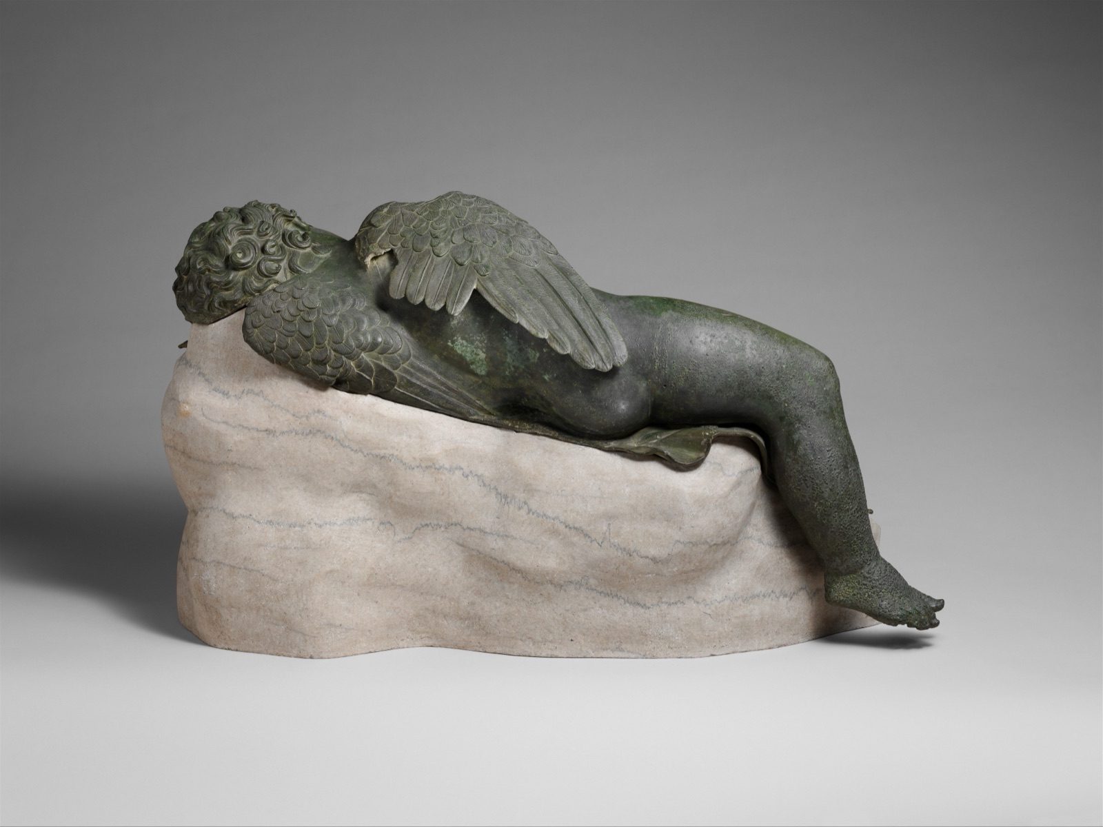 Hellenistisk bronsstaty av en sovande Eros på Metropolitan Museum of Art