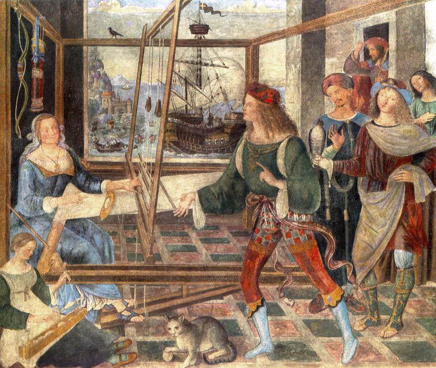 Odysseus återvänder till Ithaka i Pinturicchios fresk