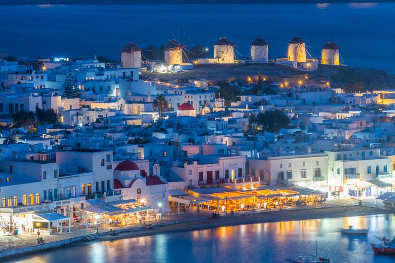 mykonos vaderkvarnar natt