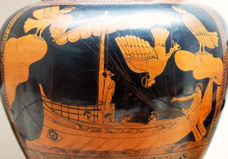 Odysseus och sirenerna på en attisk vas från British Museum
