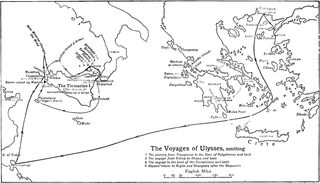 Karta över Odysseus resor i Samuel Butlers utgåva av Odysséen