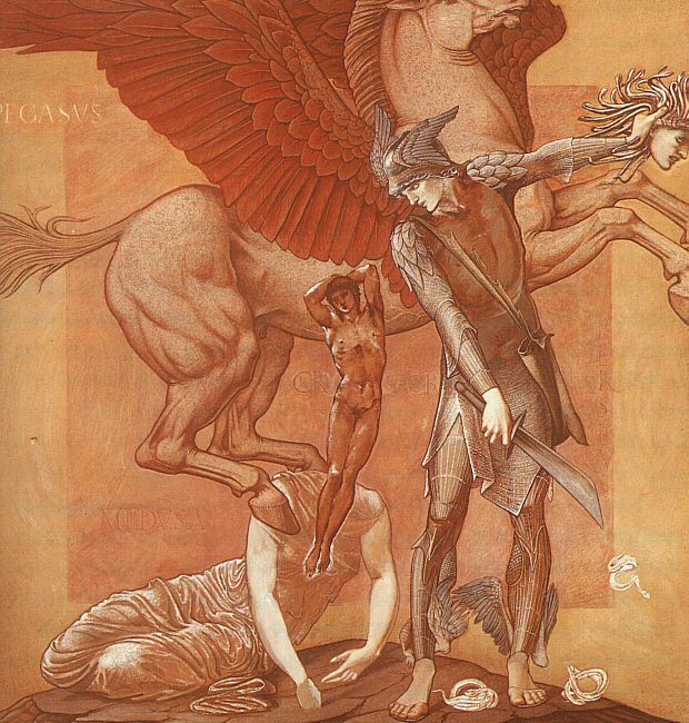 Pegasos och Chrysaor föds när Medusa halshuggs i Edward Burne-Jones målning
