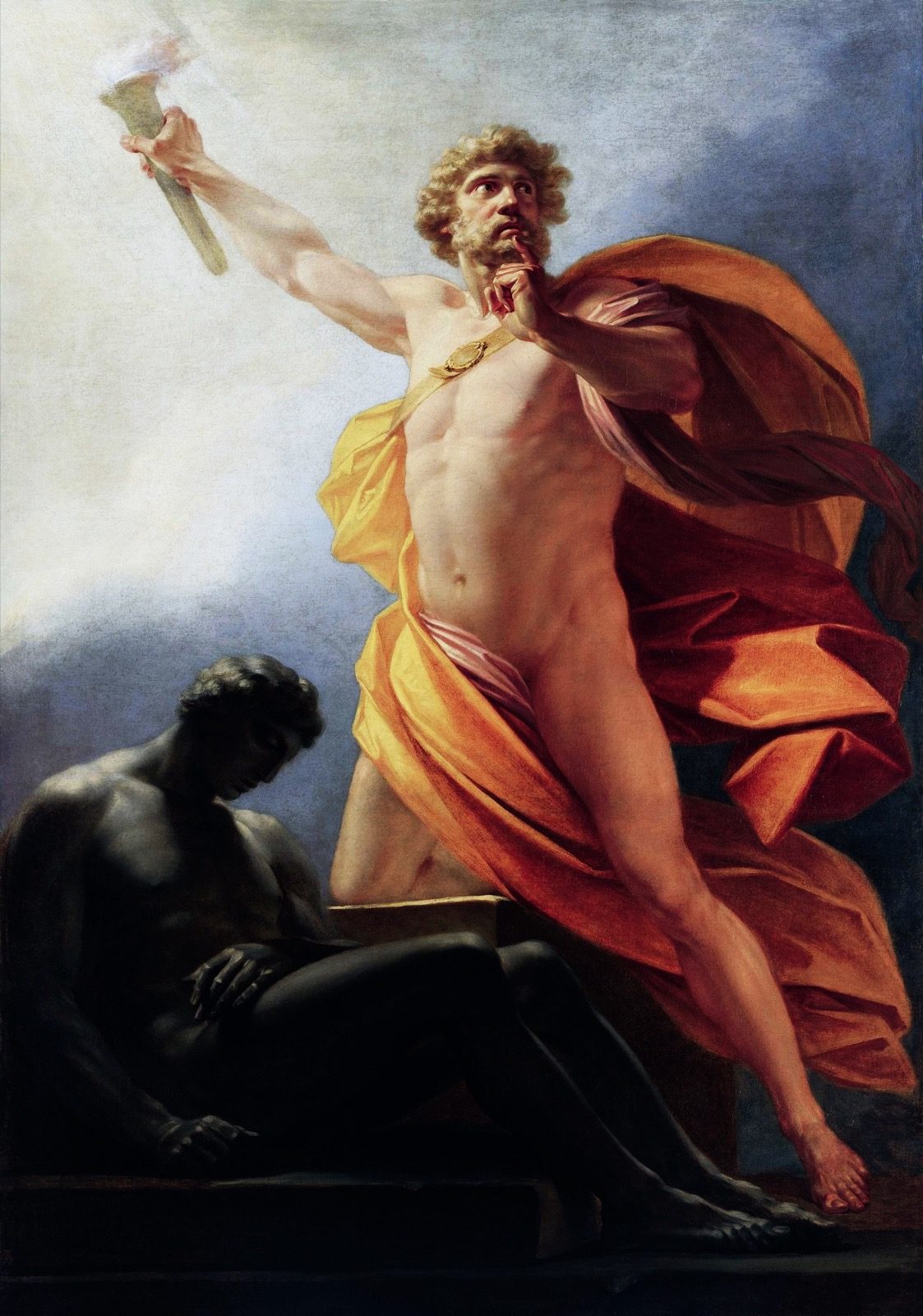 Prometheus ger elden till människorna i Heinrich Fügers målning