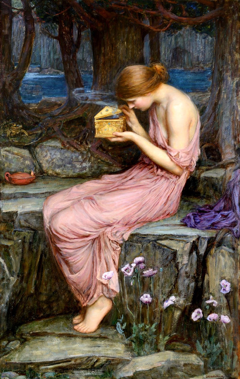 Psyche öppnar den gyllene asken i John William Waterhouses målning